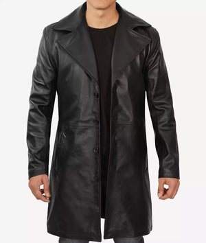 Mens Black Lambskin Leather Coat - Premium Quality