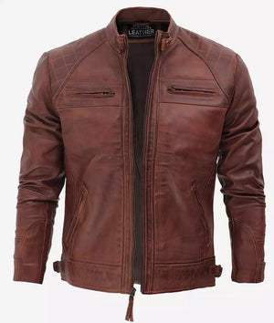 Mens Distressed Brown Leather Jacket