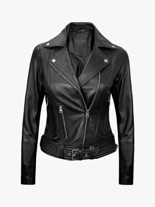Aldo Womens Asymmetrical Black Leather Jacket