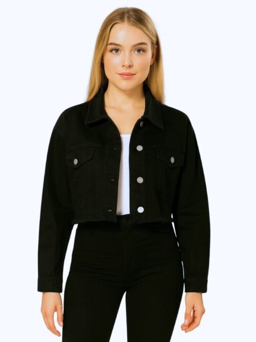 Women's Black Denim Cotton Jacket