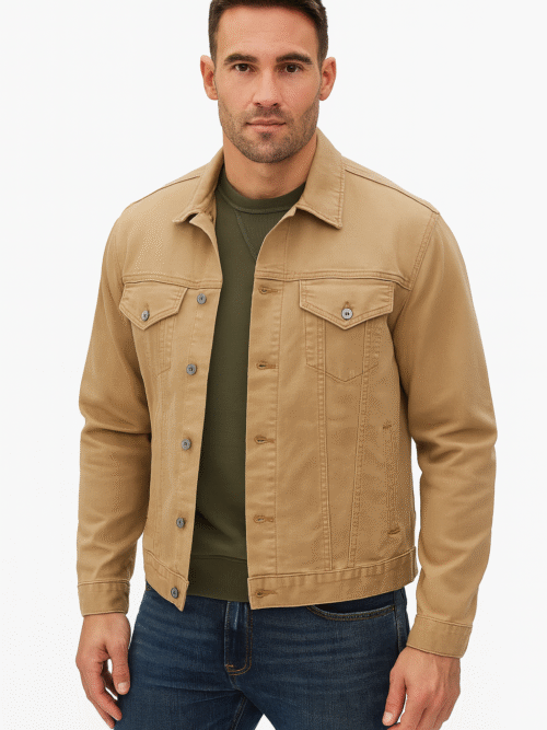 Men_s Brown Cotton Denim Jacket