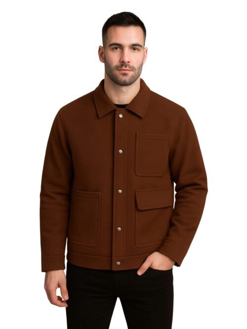 Men’s Brown Fleece Jacket – Cozy Lightweight Jacket1