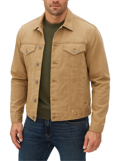 Men's Camel Brown Cotton Denim Jacket