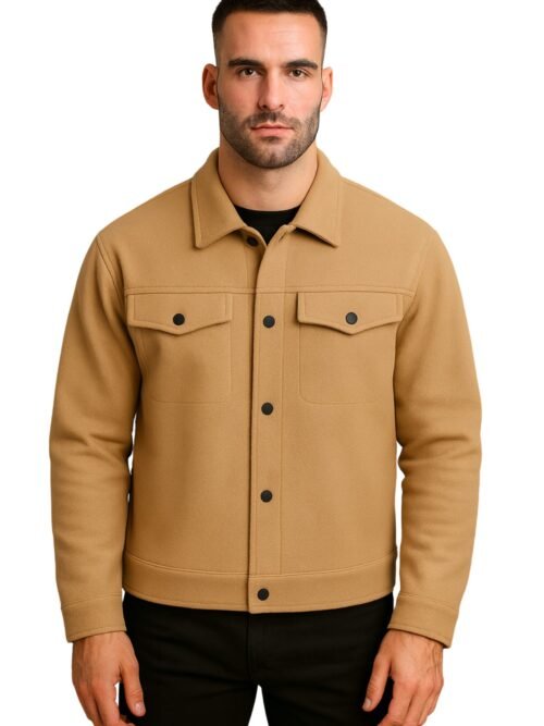 Men’s Light Brown Lightweight Fleece Jacket – Cozy Winter Jacket2