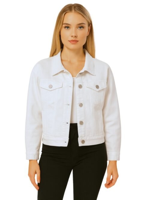 Women's White Denim Cotton Jacket
