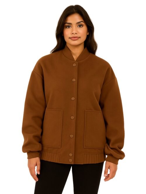 Women’s Brown Fleece Jacket – Comfortable Everyday Outerwear1