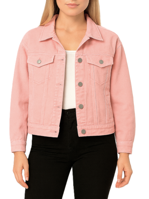 Women's Pink Denim Cotton Jacket